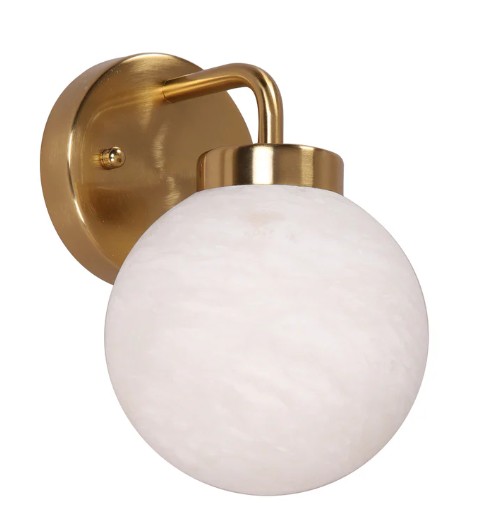 PALLA Sphere Alabaster with Brass Highlight Wall Light